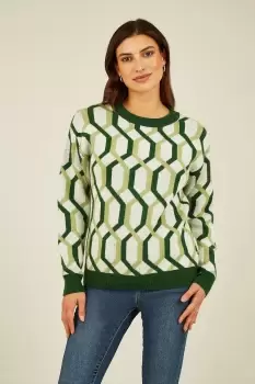 Image of Green Retro Pattern Jumper
