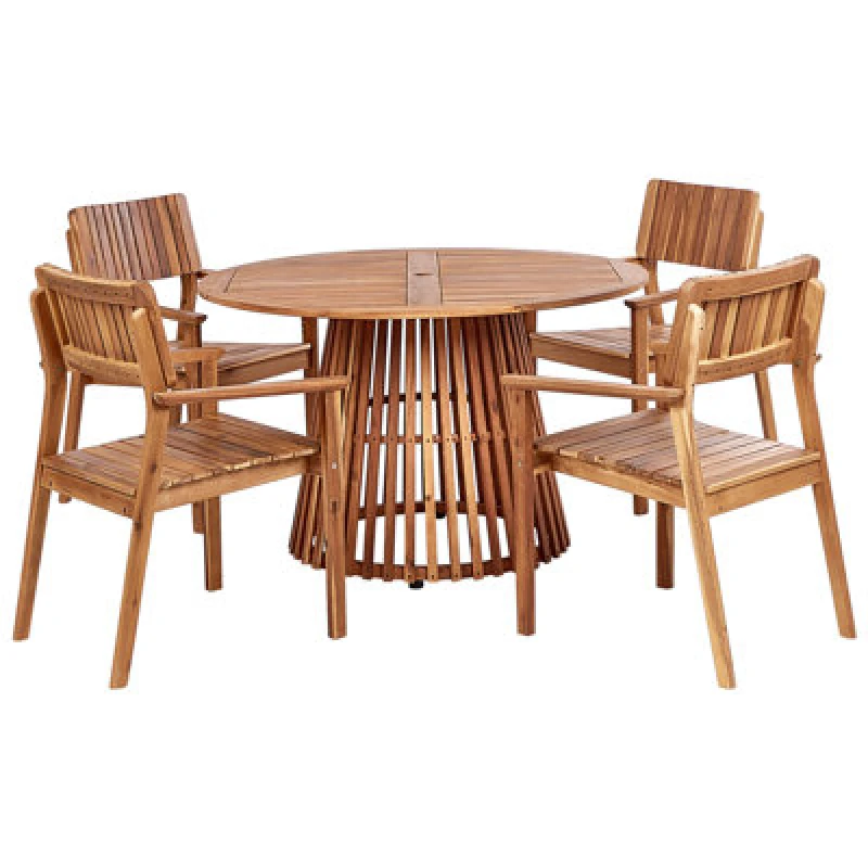 Image of Beliani Garden Dining Set 4 Seater Agello Acacia Wood Brown