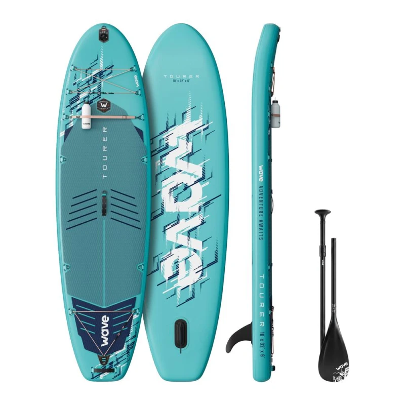 Image of Wave Sups Wave Tourer 3.0 SUP Inflatable Paddleboard in Aqua Size: 10ft Aqua Unisex 10ft