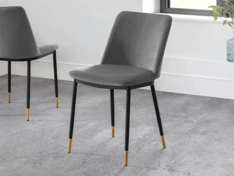 Image of Julian Bowen Delaunay Grey Velvet Dining Chair