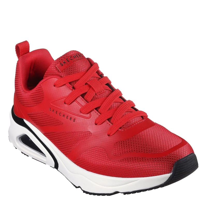 Image of Skechers Mens Mesh Print Overlay Low-Top Trainers Red male 6 (39.5)
