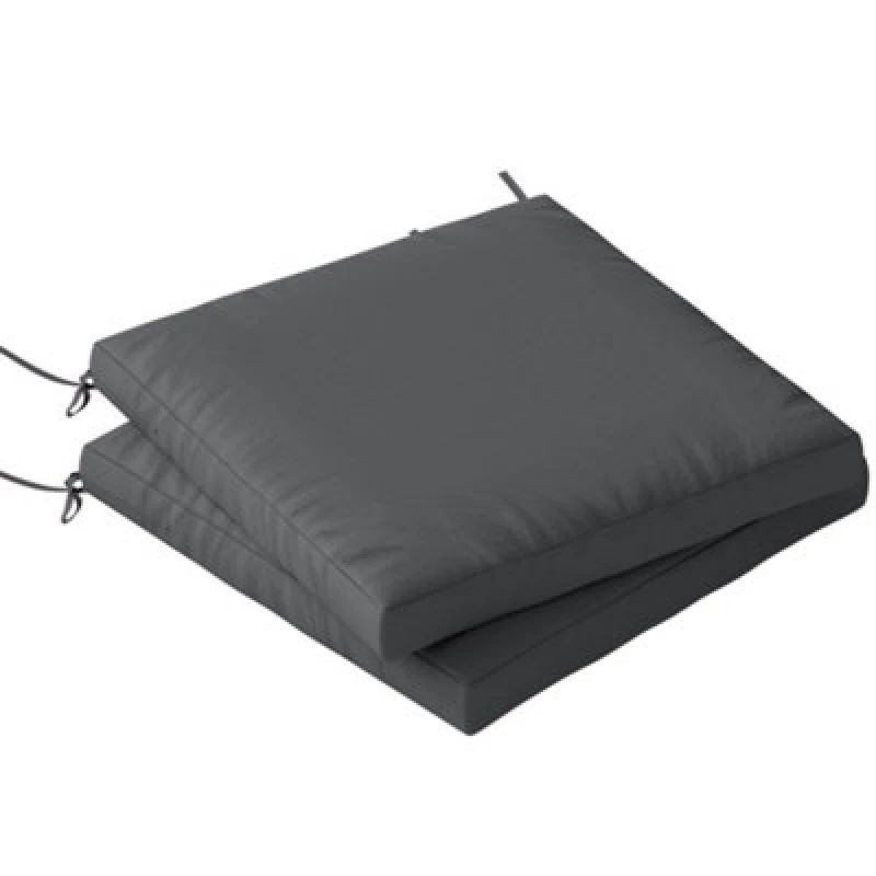 Image of Outsunny 2Pcs Garden Chair Cushions, Waterproof Seat Pads, Dark Grey