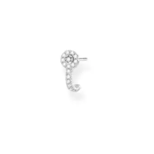 Image of Silver Zirconia Half Hoop Single Earring H2161-051-14