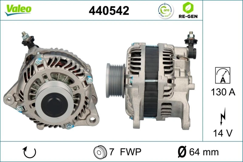 Image of VALEO 440542 Generator VALEO RE-GEN REMANUFACTURED Alternator Charging Current: 130A, Voltage: 14V Alternator (4)