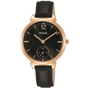 Pulsar PN4072X1 Ladies Black Leather Strap Rose Gold Case 50M Watch