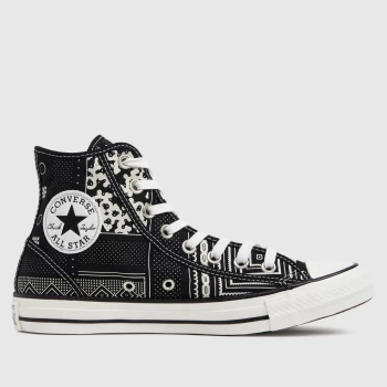 Converse Black & White Geometric Patchwork Hi Trainers