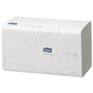 image of Tork Singlefold Hand Towel H3 Flushable White 250 Sheets Pack of 15