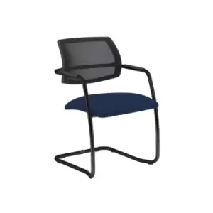 Image of Dams MTO Tuba Black Cantilever Frame Conference Chair with Half Mesh Back - Hava