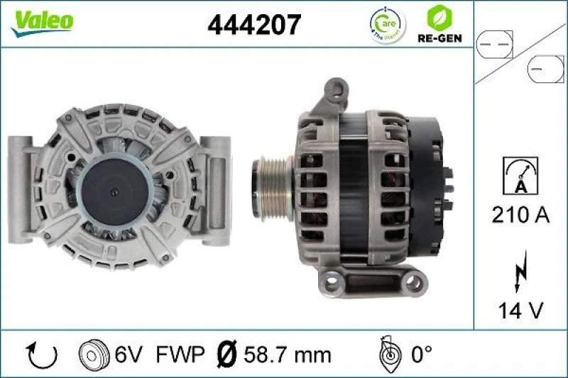Image of VALEO 444207 Generator VALEO RE-GEN REMANUFACTURED Alternator Charging Current: 210A, Voltage: 14V Alternator (4)