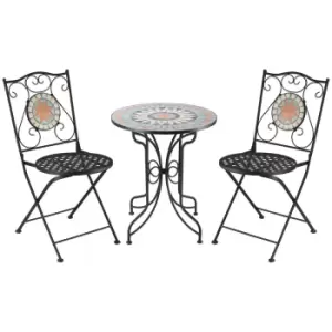 image of Outsunny 3pc Garden Bistro Set w/Mosaic Tabletop - Light Blue