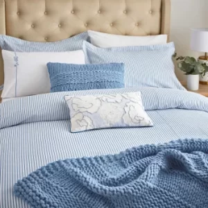 image of Katie Piper Be Still Candy Stripe Kingsize Duvet Cover Set, Blue