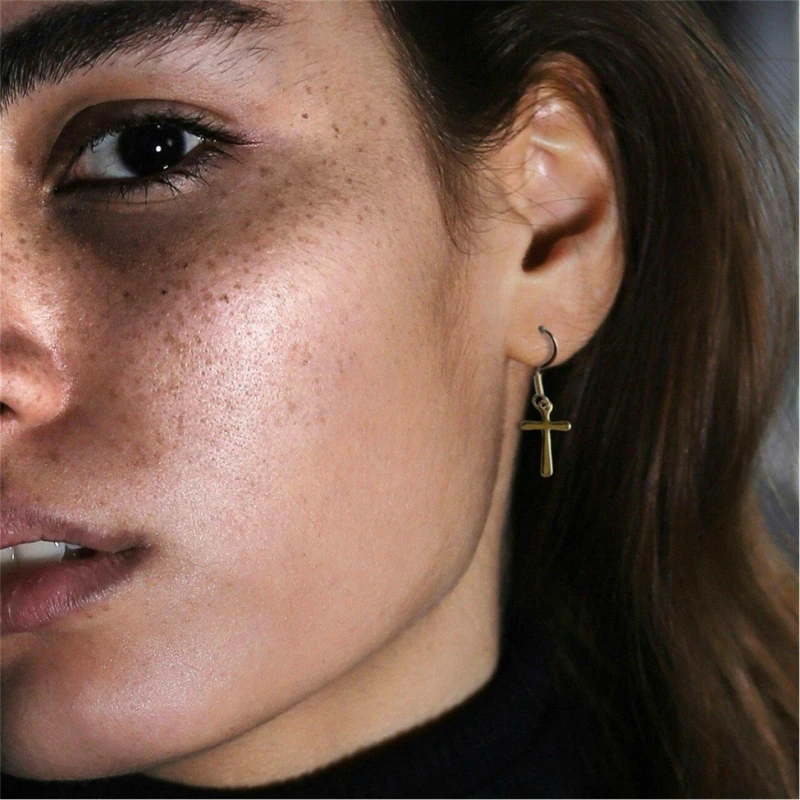 Image of Aye Do Gifts Gold Cross Drop Earrings 7378-FH-Cross Gold female One Size