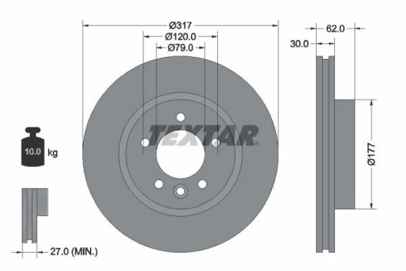 Image of Brake disc TEXTAR 92134505