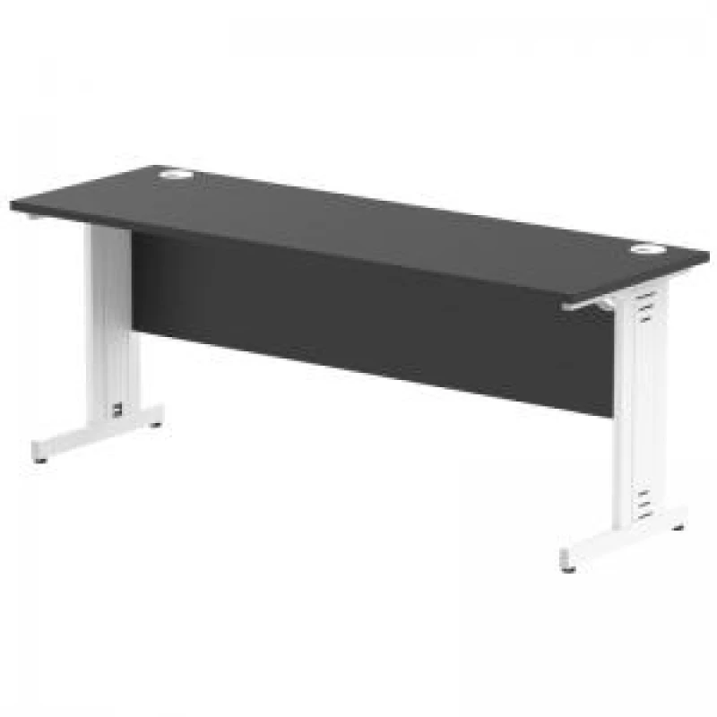 Image of Impulse Impulse 1800 x 600mm Straight Office Desk Black Top White Cable Managed Leg IRDW186WBLK