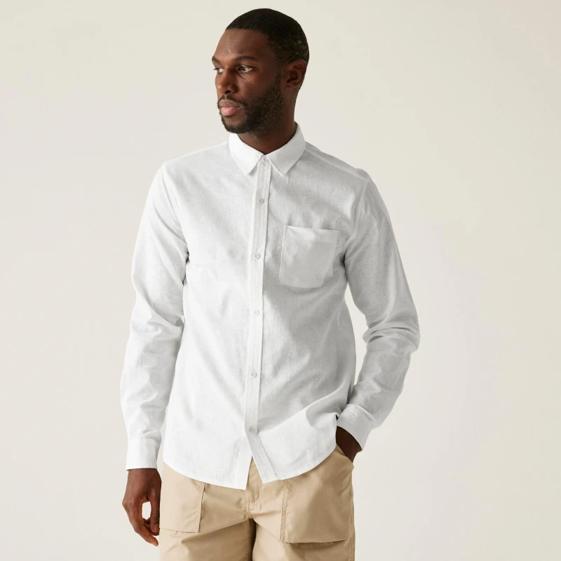Image of Regatta Regatta Men Loran Long Sleeve Shirt in White Size: 3X-Large White XXXL Male 5063516006428