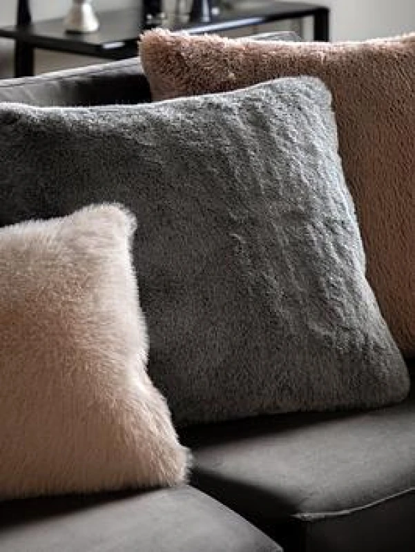 Image of Crossland Grove Ember Faux Fur Cushion Smoke Grey 500X500mm, Grey 5056693573692