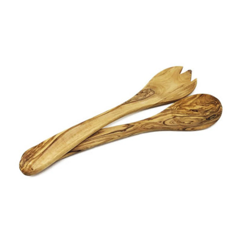 Image of Verano Spanish Ceramics Olive Wood Natural Grained Rustic Kitchen Dining Salad Server (L) 31Cm Natural unisex