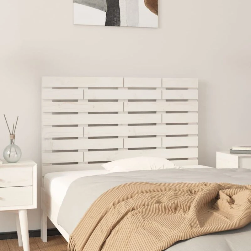 Image of Vidaxl Wall Headboard White 96X3X63cm Solid Wood Pine, White 824724