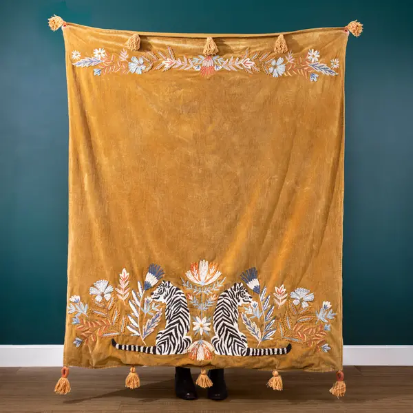 Image of White Tiger Throw Gold
