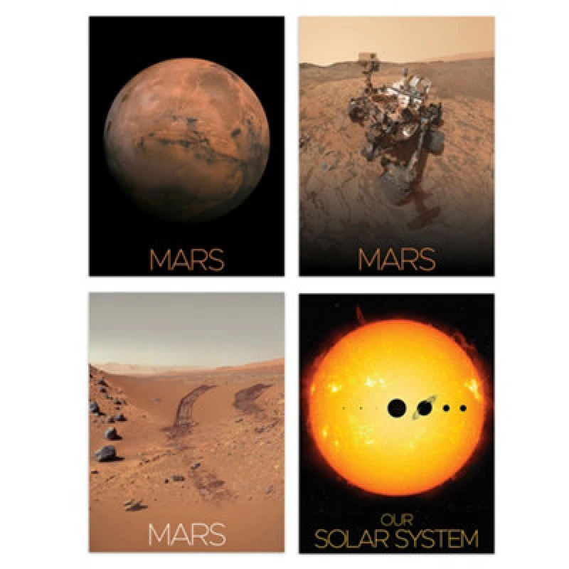 Image of Artery8 Wall Art Print Set Of 4 Nasa Our Solar System The Sun And Mars Images Curiosity Rover Red Planet Surface Exploration