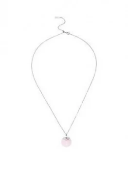 image of Olivia Burton Bejewelled Bee Necklace Silver & Rose Quartz