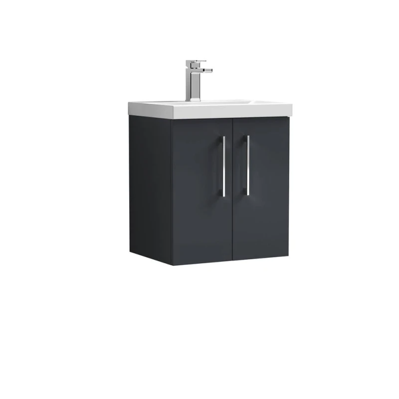 Image of Balterley Bathroom 2 Soft Close Door Wall Hung Vanity Unit, Dark Grey, 500mm in Grey Grey Unisex