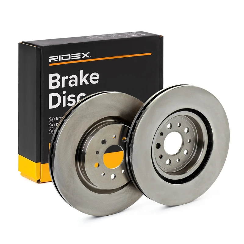 Image of RIDEX 82B0679 Brake disc Front Axle, Vented, Cast Iron, Uncoated, Untreated, without bolts/screws Cast Iron Brake Disc (82)