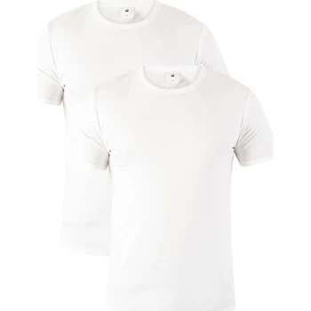 Image of G-Star Raw 2 Pack Slim Crew T-Shirts mens T shirt in White - Sizes UK XS,UK S,UK M,UK L,UK XL,UK XXL