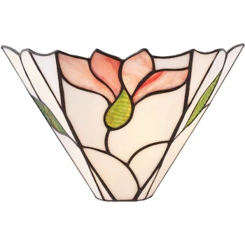 Image of Interiors Botanica - 1 Light Indoor Wall Uplighter Dark Bronze with Tiffany Glass, E14