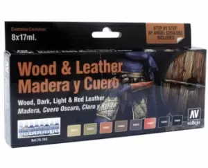 image of Vallejo Model Color Set Wood & Leather Paint Set - VAL70182