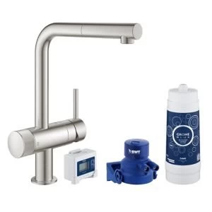 Image of Grohe Blue Pure Supersteel Stainless steel effect Kitchen Side lever pull out Tap