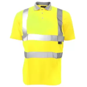 image of Warrior Mens Daytona Hi-Vis Short Sleeve Polo Shirt (XXL) (Fluorescent Yellow)