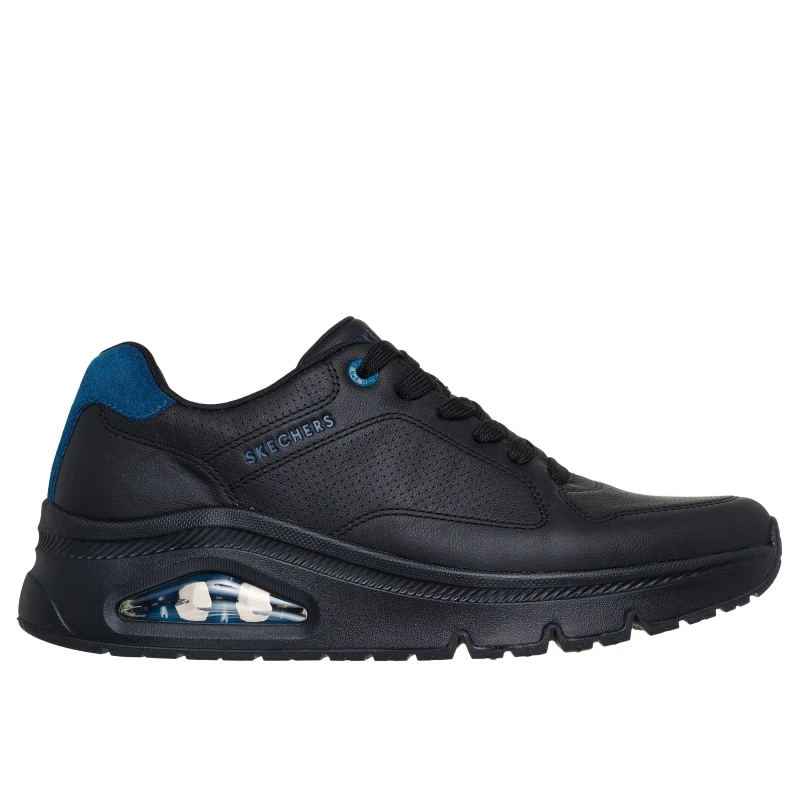 Image of Skechers Mens Leather Decorative Stitch Low-Top Trainers Black male 7 (41)