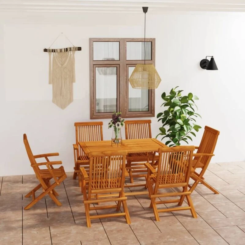 Image of VIDAXL 7 Piece Garden Dining Set Solid Teak Wood Vidaxl 8720286227404