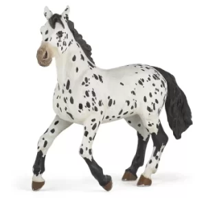 Image of PAPO Horse and Ponies Black Appaloosa Horse Toy Figure, Three Years or Above, White/Black (51539)