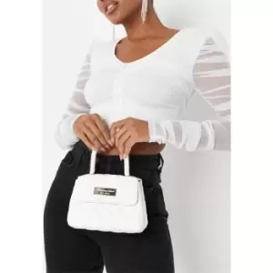 image of Missguided Qulted Top Handle Bag - White