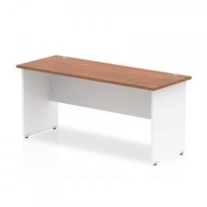 image of Trexus Desk Rectangle Panel End 1600x600mm Walnut Top White Panels Ref