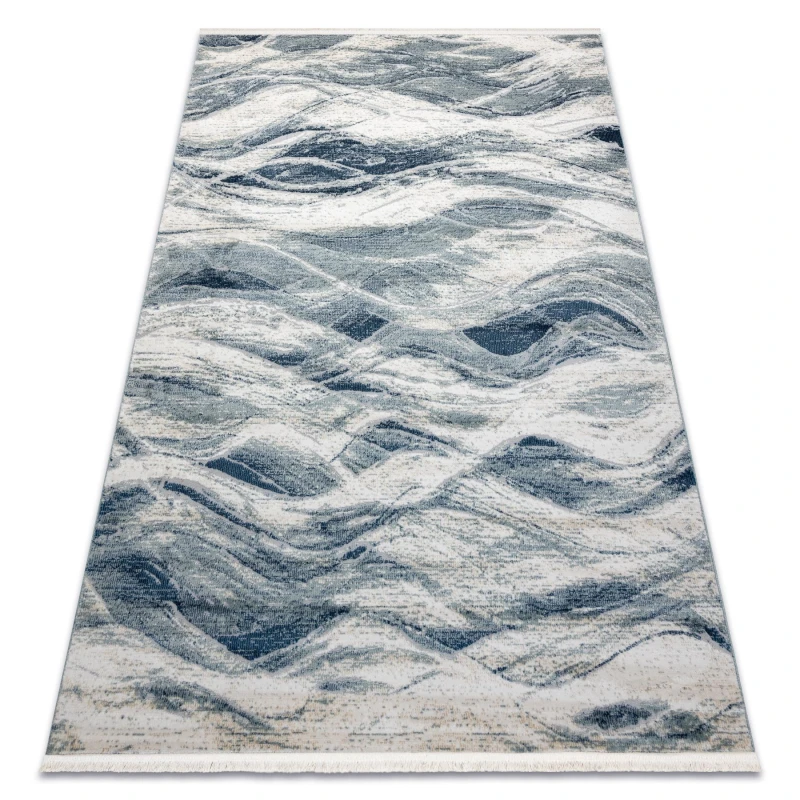 Image of RugsX Distin 0849A Navy Blue / Blue / White Modern Carpet - Waves, Vintage, 160X230 Cm