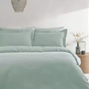 Image of The Linen Yard Waffle Seafoam 100% Cotton Duvet Cover and Pillowcase Set Green