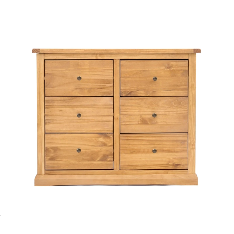 Image of Cabinet Bits Lucca 6 Drawer Chest of Drawers Brass Knob in Light Brown Light Brown Unisex
