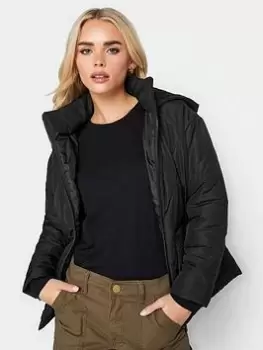 Image of PixieGirl Petite Diamond Quilt Hooded Jacket, Black, Size 12, Women