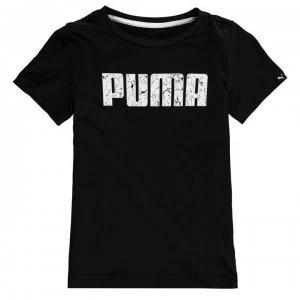 image of Puma Logo T Shirt Junior Boys - Black/White