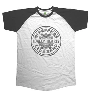 Image of The Beatles - Sgt Pepper Drum Unisex Large T-Shirt - Black,White