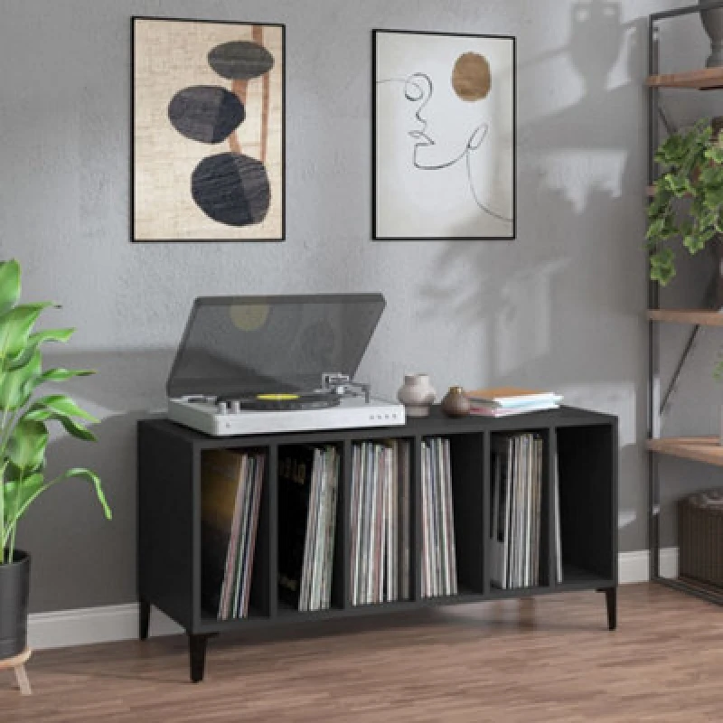 Image of VIDAXL Record Cabinet Black 100x38x48cm Engineered Wood Vidaxl 8720845878887