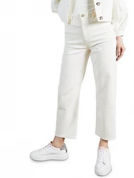 Image of Ted Baker Plaited Waistband Straight Leg Jean - White, Size 29, Women