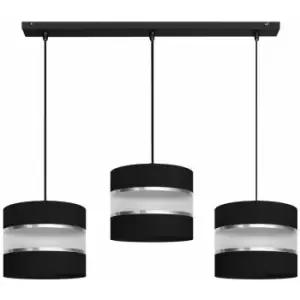 image of Helam Helen Straight Bar Pendant Ceiling Light Black, Silver 65cm