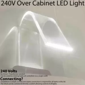 Image of 1x Over Cabinet LED Kit NATURAL White Curved Glass Light Bathroom Make Up Lamp