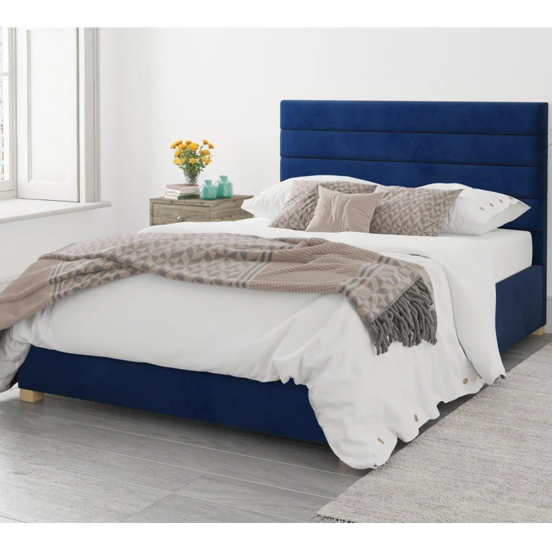 Image of Aspire Aspire Olivier Divan, Plush Fabric, Strutted Headboard, No Drawers in Emerald Size: King Emerald King Unisex 5057632196583