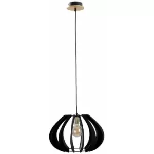 image of Keter Gemma Wire Frame Pendant Ceiling Light Black, Gold, 44.5cm, 1x E27