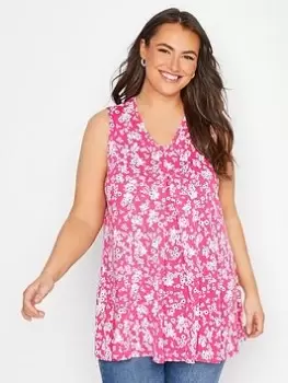 Image of Yours Swing Vest Pink Floral, Pink, Size 38-40, Women